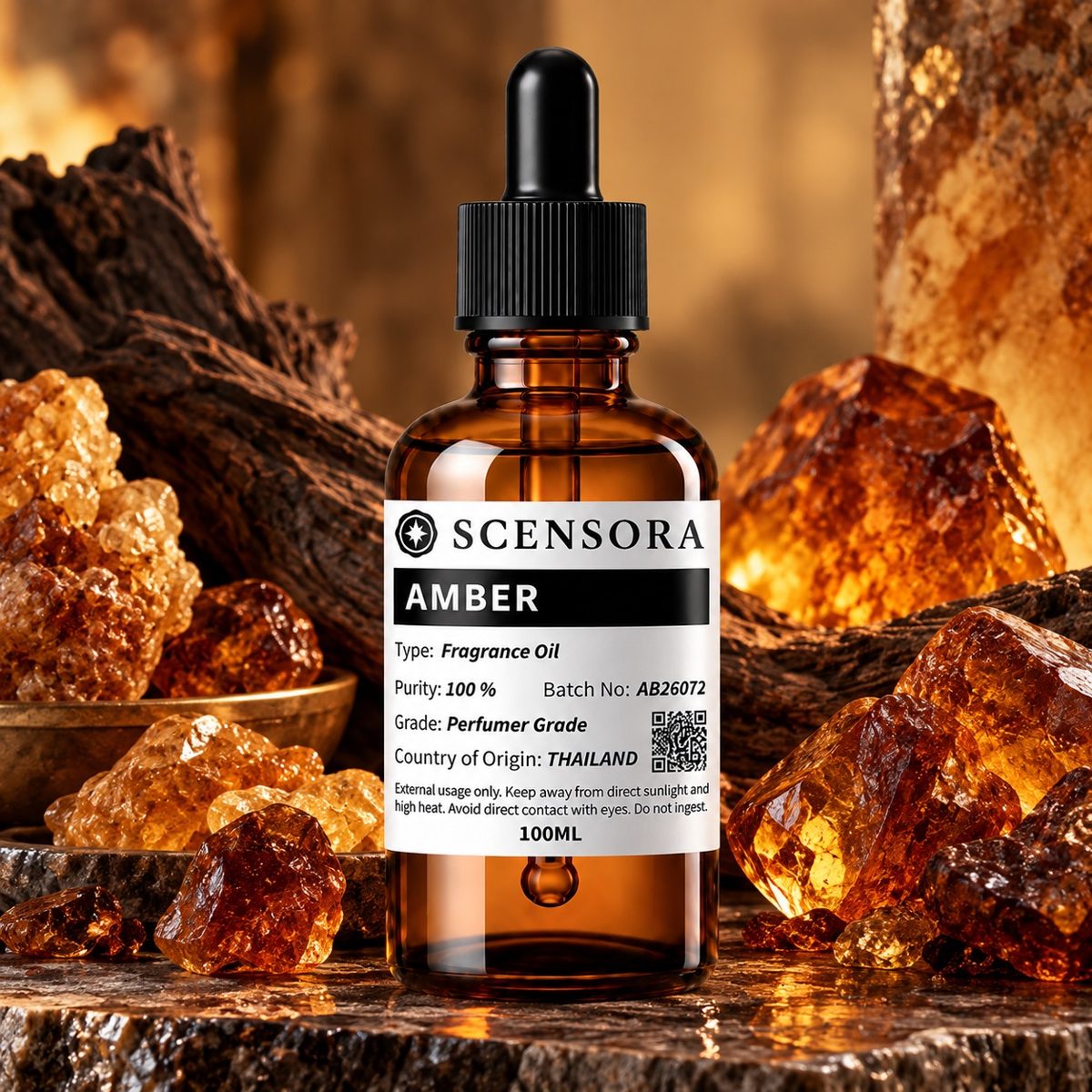Scensora Amber fragrance oil, perfumer-grade, 100ml to 5kg