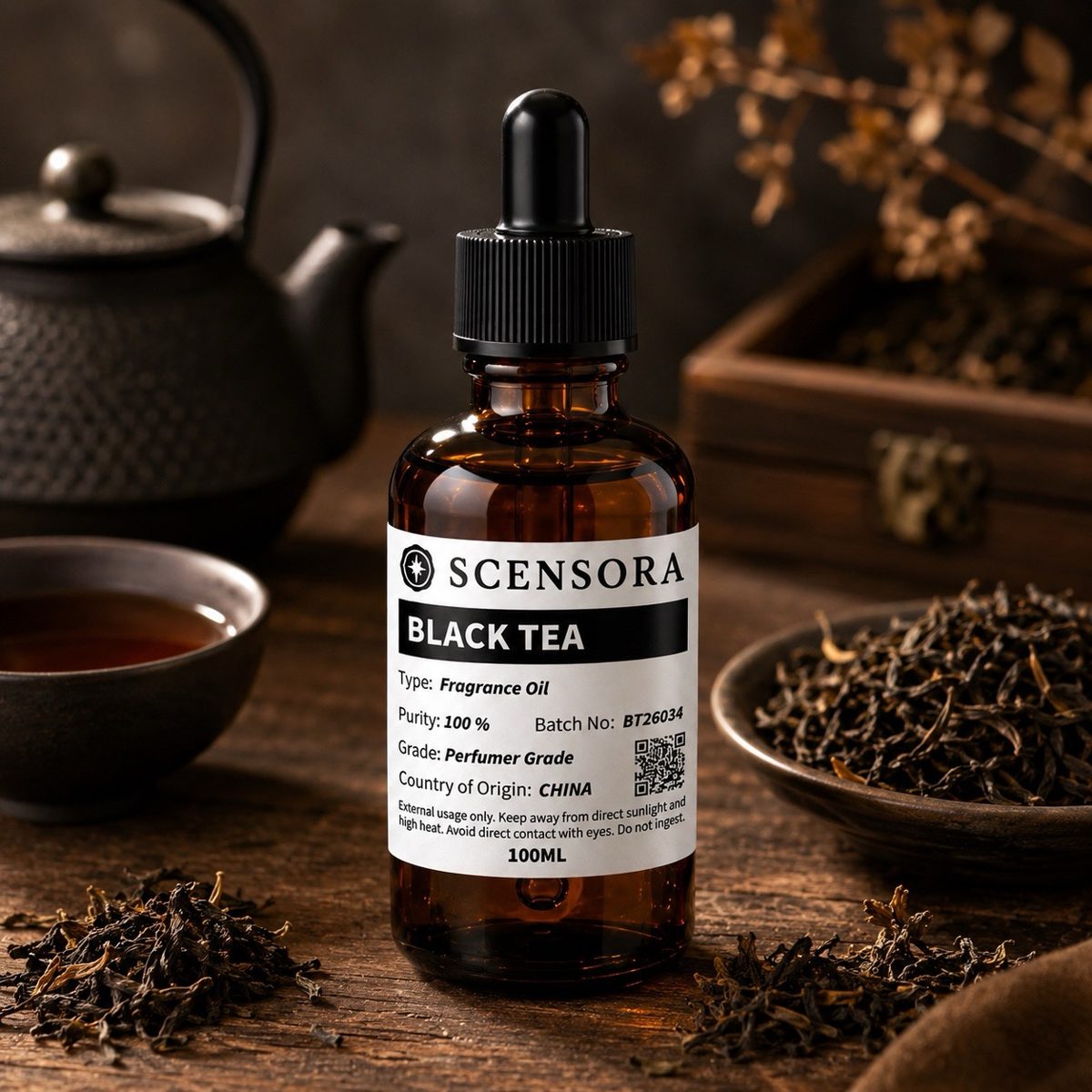 Scensora Black Tea fragrance oil, perfumer-grade, 100ml to 5kg
