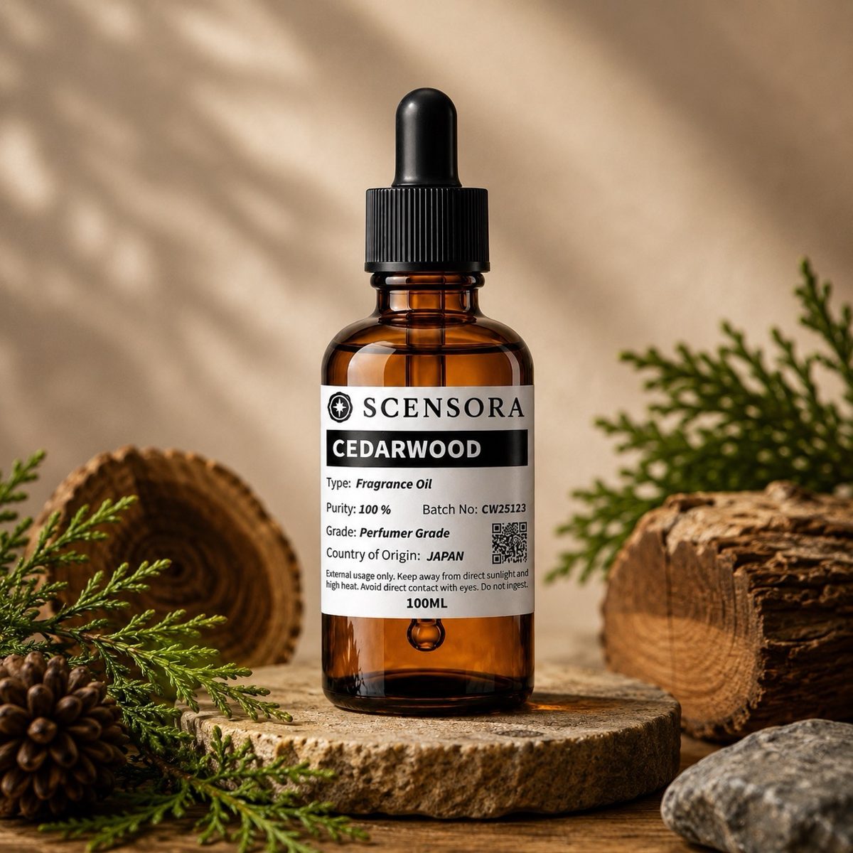 Scensora Cedarwood fragrance oil, perfumer-grade, 100ml to 5kg