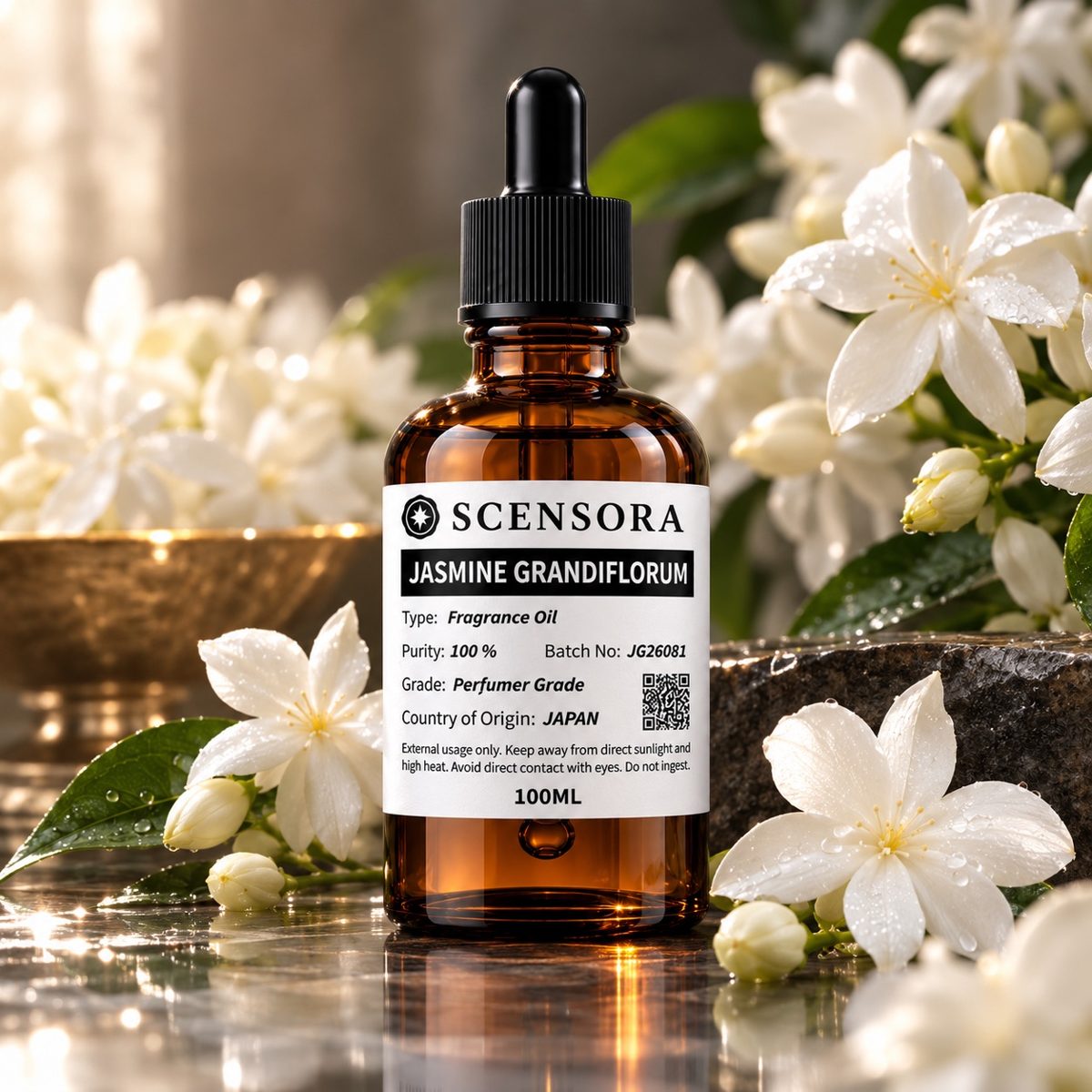 Scensora Jasmine Grandiflorum fragrance oil, perfumer-grade, 100ml to 5kg