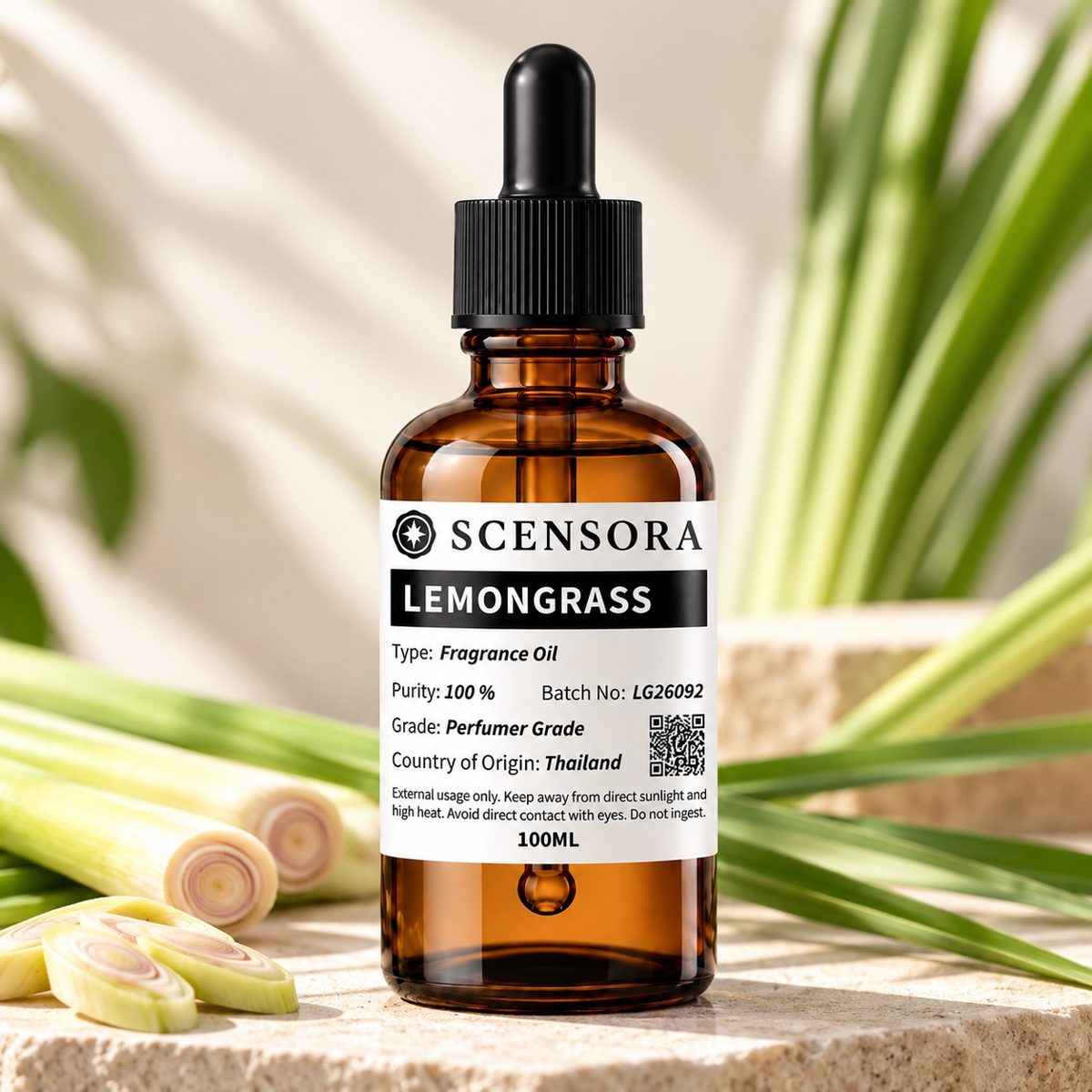 Scensora Lemongrass fragrance oil, perfumer-grade, 100ml to 5kg