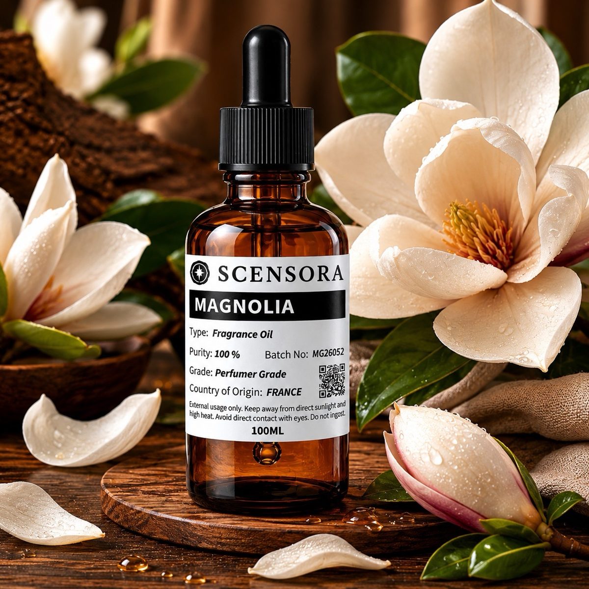 Scensora Magnolia fragrance oil, perfumer-grade, 100ml to 5kg