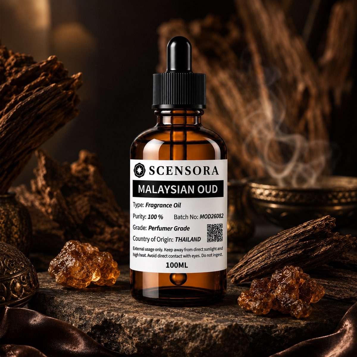 Scensora Malaysian Oud fragrance oil, perfumer-grade, 100ml to 5kg