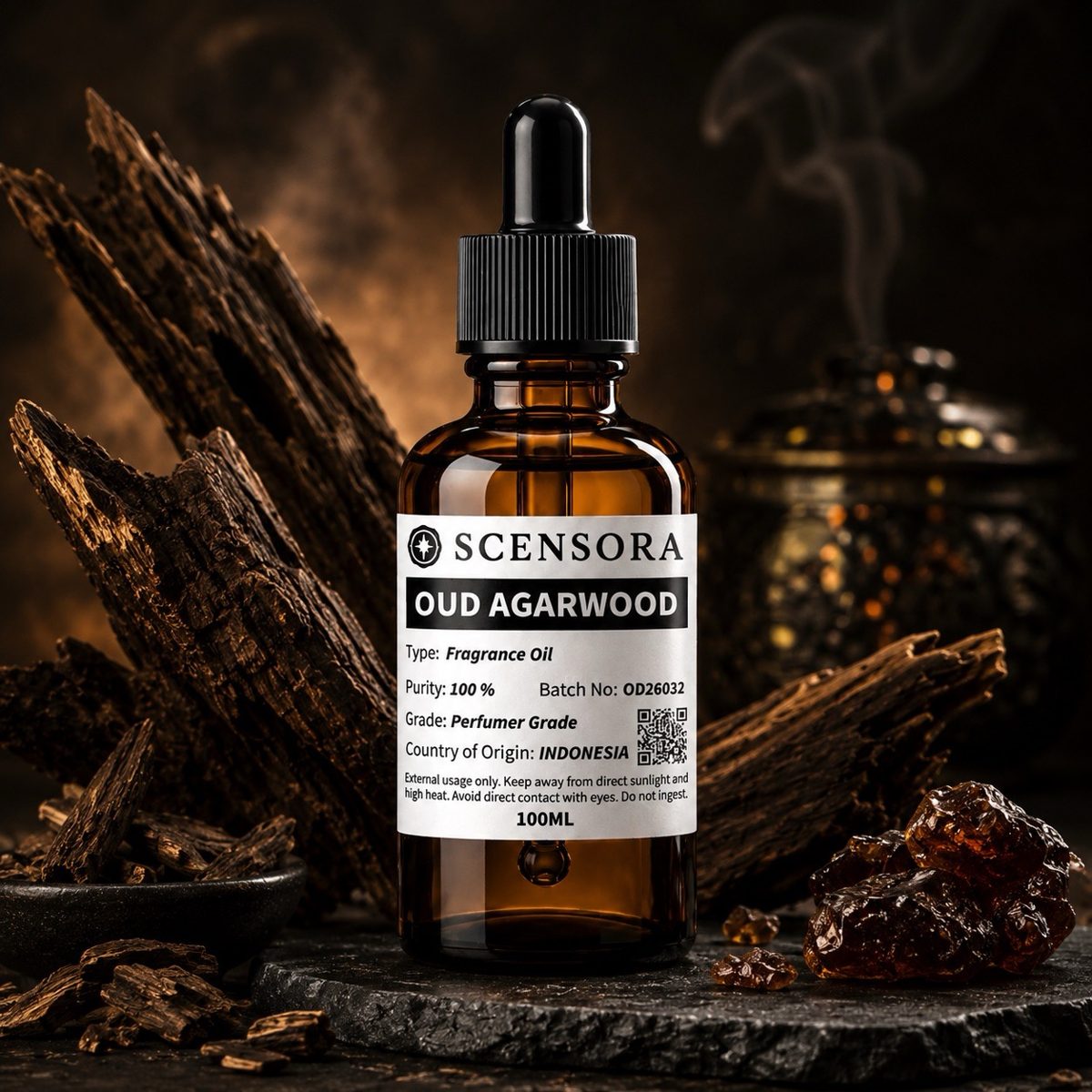Scensora Oud Agarwood fragrance oil, perfumer-grade, 100ml to 5kg