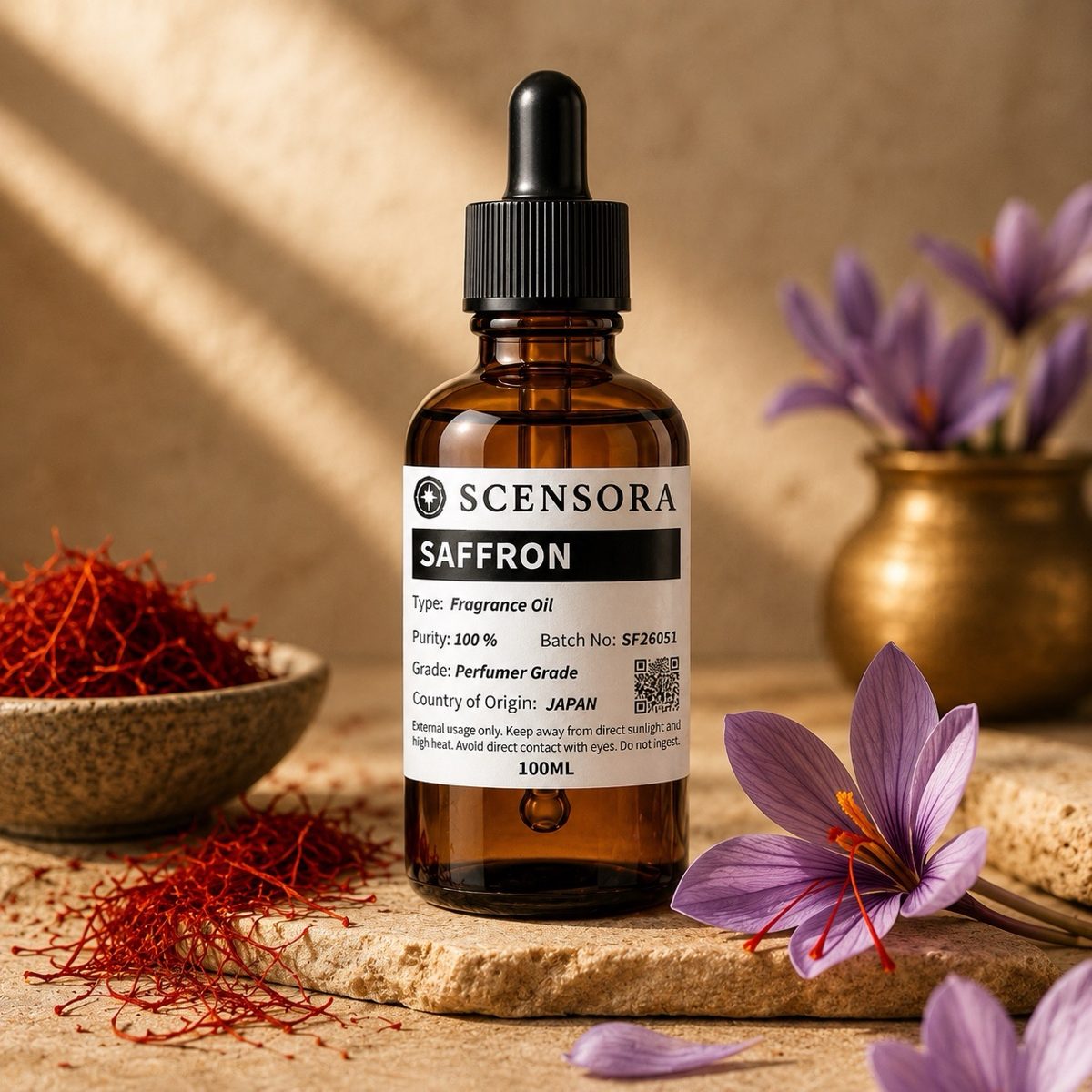 Scensora Saffron fragrance oil, perfumer-grade, 100ml to 5kg
